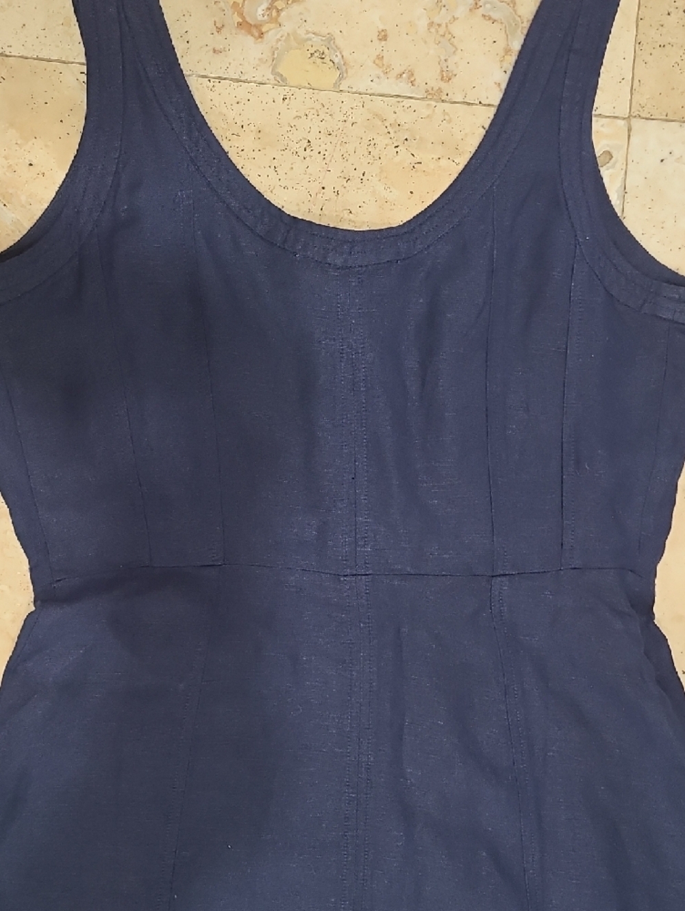 LOFT Navy Button-Front Mini Dress - Picture 7 of 8